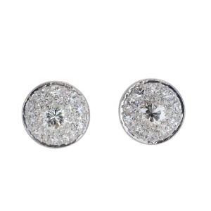 Geometric Diamond Ear Studs with 1950s Art Deco Influence